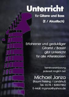 Geduldiger und erfahrener Musiker gibt Bass-und Gitarrenunterricht für alle Alte