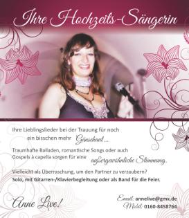 Anne Live! Ihre Hochzeitssängerin an der Küste