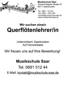 Querflötenlehrer/in gesucht - Musikschule Saar
