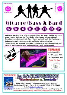 Gitarre * Bass * Schlagzeug * Gesang & Band *Workshop* in den Sommerferien2020
