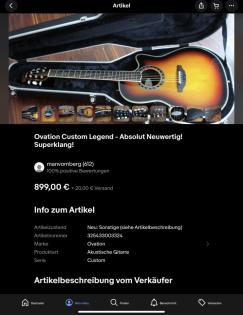 Ovation Custom Legend elektrische Akustik Gitarre