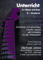 Geduldiger und erfahrener Musiker gibt Bass-und Gitarrenunterricht für alle Alte