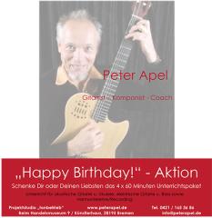 Happy Birthday Aktion 4x Unterricht Gitarre Ukulele Bass