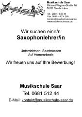 Saxophonlehrer/in gesucht - Musikschule Saar